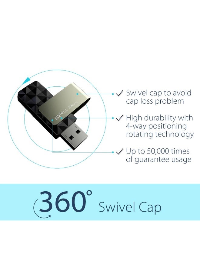 سيليكون باور محرك أقراص فلاش USB من نوع Silicon Power Blaze B30 من الجيل الأول، يدعم أحجام 3.2/3.0/3.1 بوصة، بسعة 256 جيجابايت. - Image 4